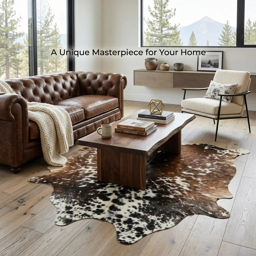 Premium Authentic Tricolor Speckled Cowhide Rug