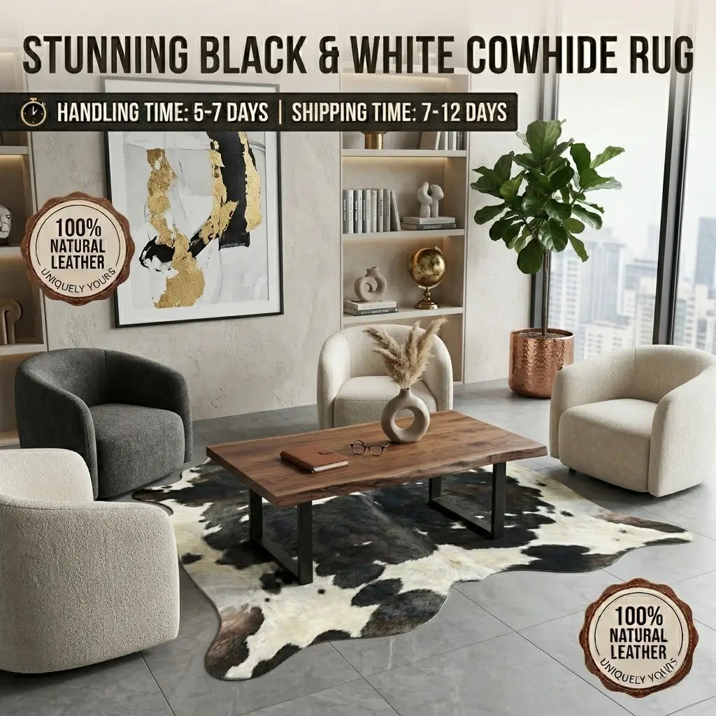 Stunning Black &amp; White Cowhide Rug.