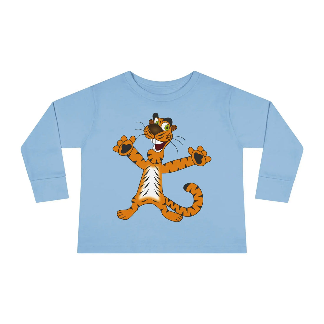 Fun Toddler Long Sleeve Tee with Playful Tiger Design, Cute Kids Shirt for Birthdays, Gifts, Daily Wear, Animal Lover Apparel